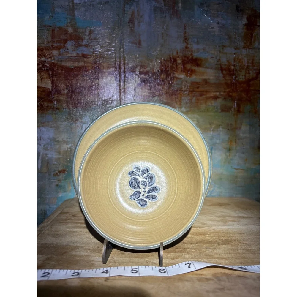 Pfaltzgraff FolkArt Soup Cereal Bowl‎ 009 and Bread Plate Set Vintage USA Made